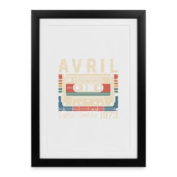 avril 1973 April 1973  - Affiche encadrée (27 × 37 cm) - noir - Devant
