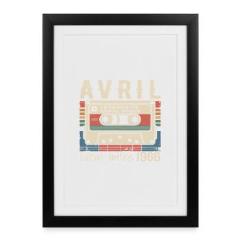 avril 1966 April 1966  - Affiche encadrée (27 × 37 cm) - noir - Devant