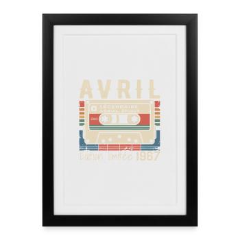 avril 1967 April 1967  - Affiche encadrée (27 × 37 cm) - noir - Devant