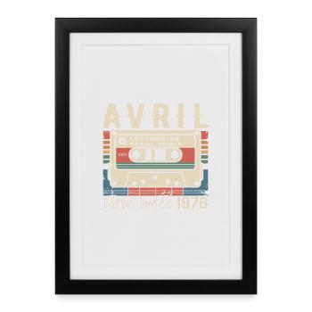 avril 1976 April 1976  - Affiche encadrée (27 × 37 cm) - noir - Devant