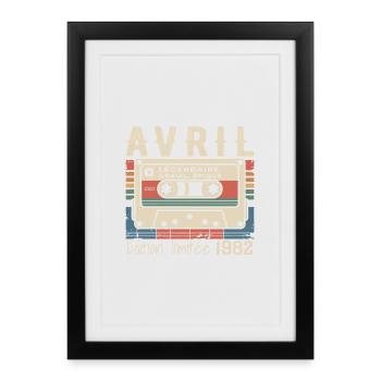 avril 1982 April 1982  - Affiche encadrée (27 × 37 cm) - noir - Devant