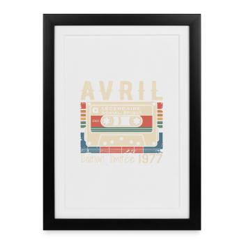 avril 1977 April 1977  - Affiche encadrée (27 × 37 cm) - noir - Devant