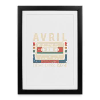 avril 1974 April 1974  - Affiche encadrée (27 × 37 cm) - noir - Devant