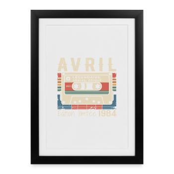 avril 1984 April 1984  - Affiche encadrée (27 × 37 cm) - noir - Devant