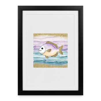 Poisson joueur dans l’eau - Affiche encadrée (27 × 37 cm) - noir - Devant