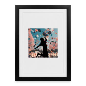 Diplômés - enfin un saut de joie pour la remise des diplômes - Affiche encadrée (27 × 37 cm) - noir - Devant
