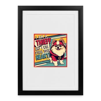 Pomeranian Dog "I am a thief" - Framed poster (27 × 37 cm) - black - Front