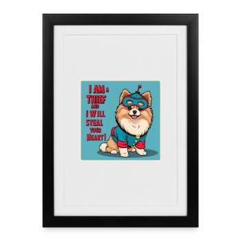 Dog in superhero costume - Framed poster (27 × 37 cm) - black - Front