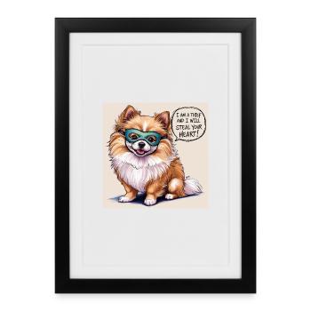 Pomeranian Dog "I am a thief" - Framed poster (27 × 37 cm) - black - Front
