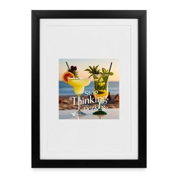 Cocktails avec texte humoristique - Affiche encadrée (27 × 37 cm) - noir - Devant