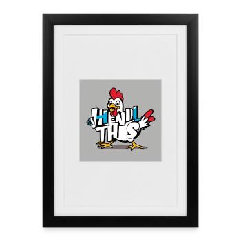 Lustiges Huhn "Hendl this" - Gerahmtes Poster (27 × 37 cm) - Schwarz - Vorne