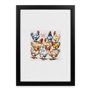 Ballet de poulet : Troupe de poulets polyphoniques - Affiche encadrée (27 × 37 cm) - noir - Devant