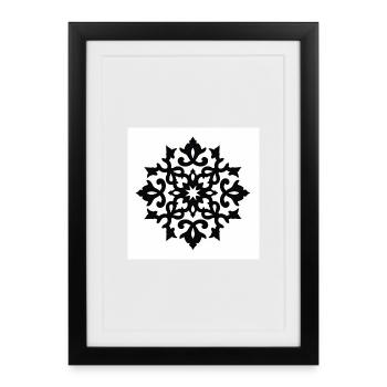 Detailed snowflake with ornamentation - Framed poster (27 × 37 cm) - black - Front