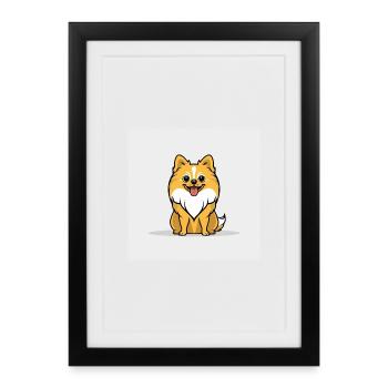 Cuddly Cartoon Dog - Framed poster (27 × 37 cm) - black - Front