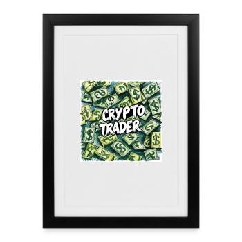 Pluie d’argent pour traders de cryptomonnaies - Affiche encadrée (27 × 37 cm) - noir - Devant