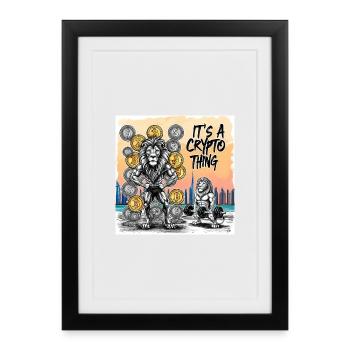 Crypto Lion Muscle Hero - Framed poster (27 × 37 cm) - black - Front