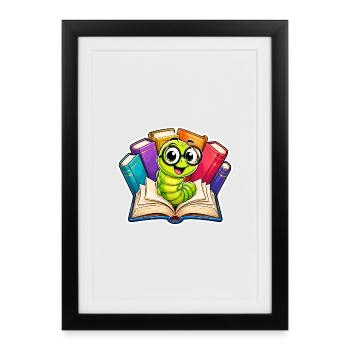 Cheerful Bookworm - Framed poster (27 × 37 cm) - black - Front