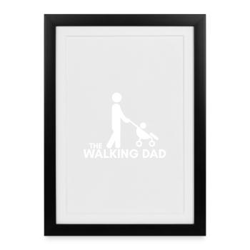 Le cadeau de la poussette Walking Dad Dad - Affiche encadrée (27 × 37 cm) - noir - Devant