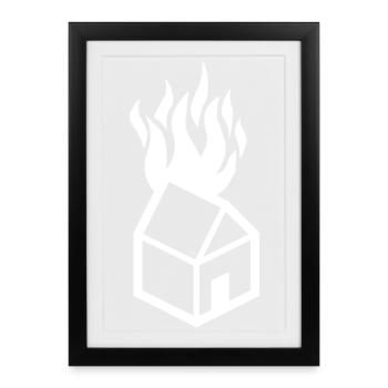 Burning house - Framed poster (27 × 37 cm) - black - Front
