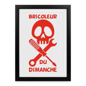Bricoleur du dimanche (rouge) - Affiche encadrée (27 × 37 cm) - noir - Devant