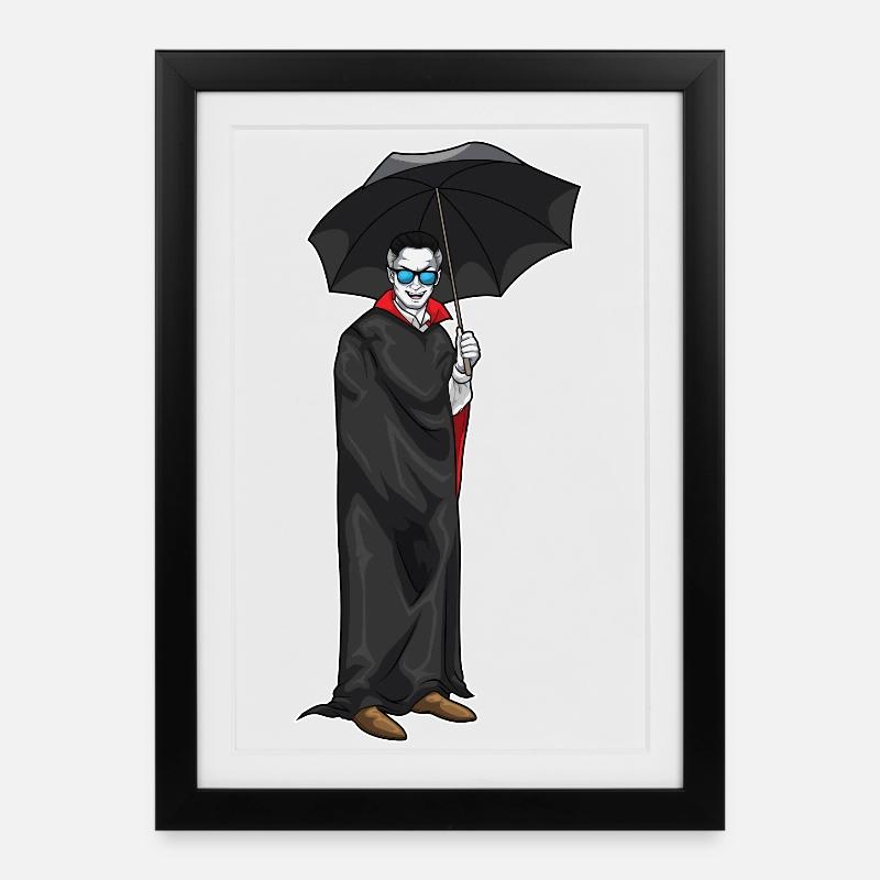 Parapluie d’Halloween vampire - Affiche encadrée (27 × 37 cm) - noir