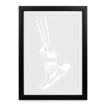 Kitesurfeurs - Affiche encadrée (27 × 37 cm) - noir - Devant
