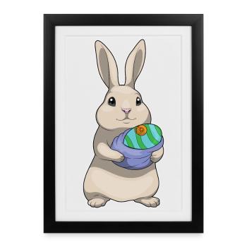 Bunny Easter Pacifier - Framed poster (27 × 37 cm) - black - Front