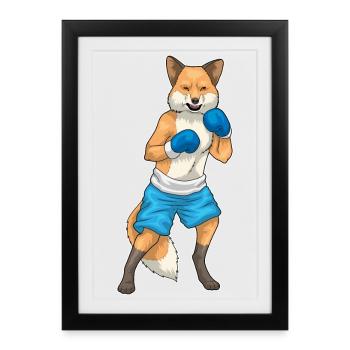 Fuchs Boxer Gants de boxe Boxe - Affiche encadrée (27 × 37 cm) - noir - Devant