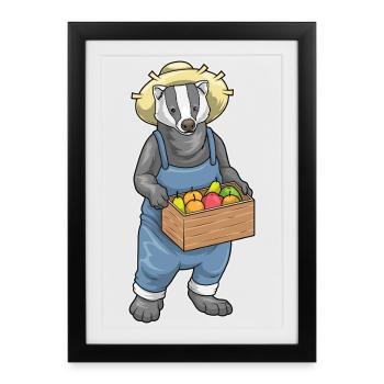 Ferme fruitière Badger Farmer - Affiche encadrée (27 × 37 cm) - noir - Devant