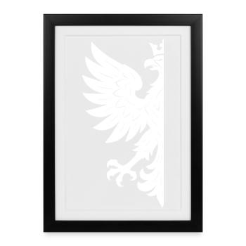Pologne Polska Aigle drapeau drapeau blanc cadeau - Affiche encadrée (27 × 37 cm) - noir - Devant