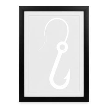 Fishing hook fishing latin - Framed poster (27 × 37 cm) - black - Front