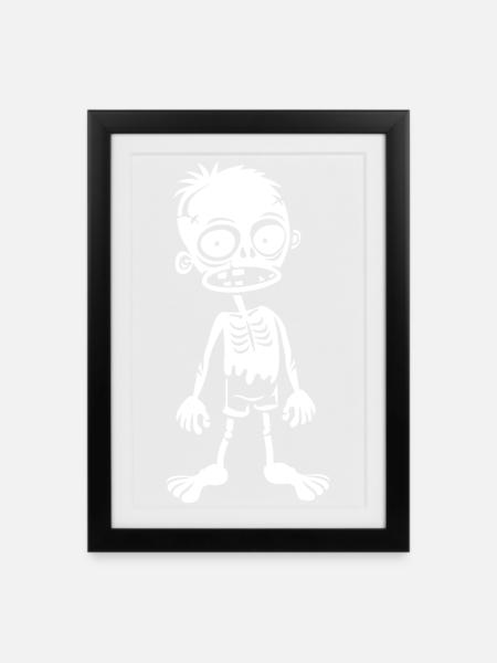 Humorvoller und schrulliger Zombie-Junge - Gerahmtes Poster (27 × 37 cm) - Schwarz