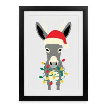 Donkey Elf Christmas Funny Gift - Framed poster (27 × 37 cm) - black - Front
