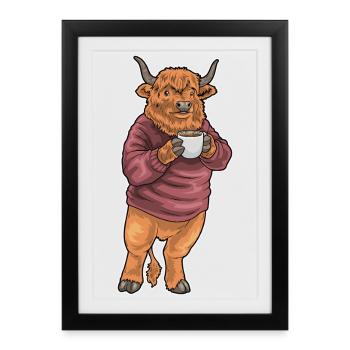 Tasse de café pour bétail des Highlands - Affiche encadrée (27 × 37 cm) - noir - Devant