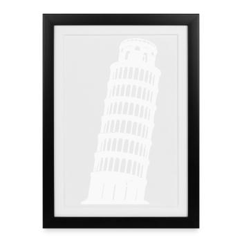 Pisa Tower Silhouette Monochrome - Framed poster (27 × 37 cm) - black - Front