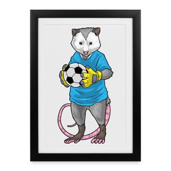 Beutelratte Fußballspieler Fußball Sport - Gerahmtes Poster (27 × 37 cm) - Schwarz - Vorne