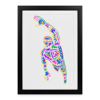 Schwimmen Schwimm bunt Herren Schwimmer Jungen - Gerahmtes Poster (27 × 37 cm) - Schwarz - Vorne