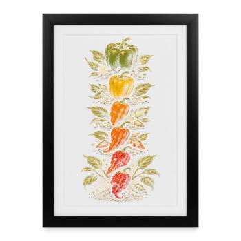Cultivateurs de piments cultivant des piments - Affiche encadrée (27 × 37 cm) - noir - Devant