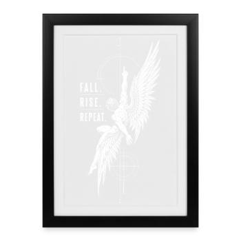 Fall. Rise. Repeat. – Winged Angel and Resilience - Framed poster (27 × 37 cm) - black - Front
