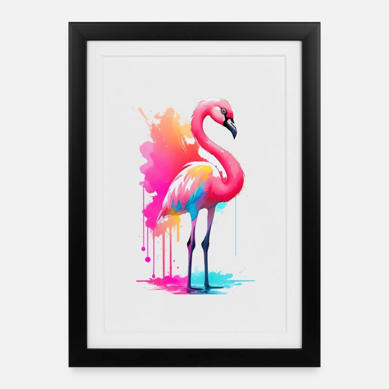 Flamingo - Gerahmtes Poster (27 × 37 cm) - Schwarz