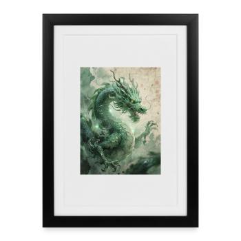 Le Souverain d'Orient : Le Dragon Azur (Qinglong) - Affiche encadrée (27 × 37 cm) - noir - Devant