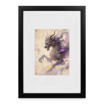 L'Apothéose Pourpre : Qilin Zijin – Harmonie - Affiche encadrée (27 × 37 cm) - noir - Devant