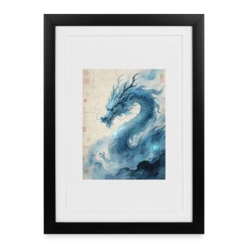 Le Premier Souffle : Dragon Bleu – Renouveau - Affiche encadrée (27 × 37 cm) - noir - Devant