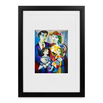 Famille cubiste aux couleurs vives - Affiche encadrée (27 × 37 cm) - noir - Devant