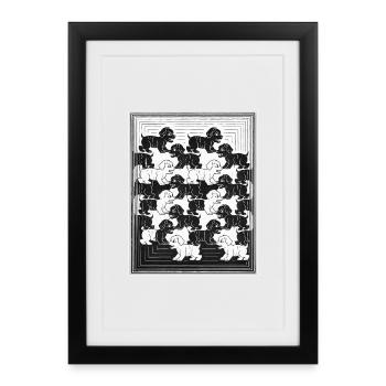 Dachshund Puppies in Monochrome Pattern - Framed poster (27 × 37 cm) - black - Front