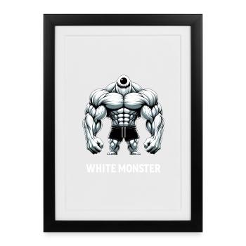 White Monster - Muscle Monster Fitness Gym Training - Framed poster (27 × 37 cm) - black - Front