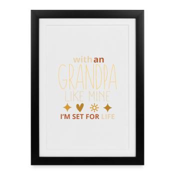 Avec un grand-père comme le mien, je suis prêt pour la vie - Affiche encadrée (27 × 37 cm) - noir - Devant