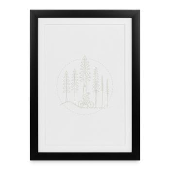 Radfahrer in der Natur - Gerahmtes Poster (27 × 37 cm) - Schwarz - Vorne