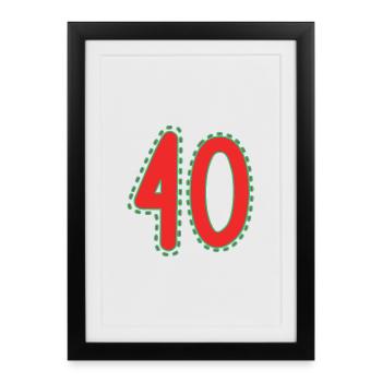 40. 40 YEARS. 40th ANNIVERSARY. 40 YEARS ANNIVERSARY. - Framed poster (27 × 37 cm) - black - Front