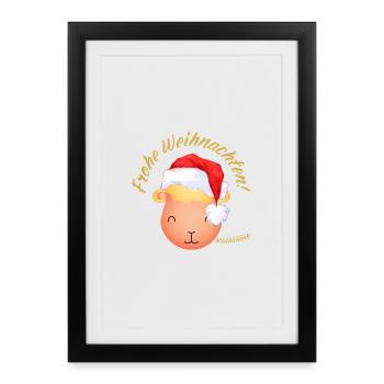 Joyeux Noël Noël mouton agneau or - Affiche encadrée (27 × 37 cm) - noir - Devant
